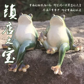

Creative household decoration wine cabinet garden display ceramic handicraft frog courtyard Animal Factory direct sale