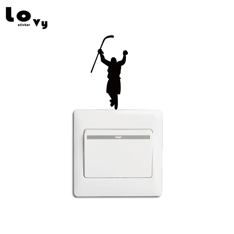 

Hockey Player Silhouette Light Switch Sticker Fashion Sport Vinyl Wall Decal Home Decor SW0089