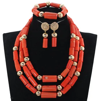 

Fashion Coral African Beads Necklace Jewelry Sets for Women Nigerian Wedding Party Costume Jewellery Set CG048