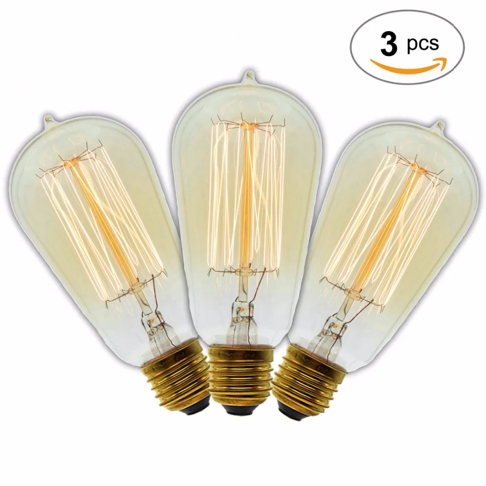 3 шт./лот ручной работы Edison лампа углеродная нить из прозрачного стекла винтажная
