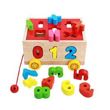

Chanycore Learning Educational Wooden Toys Digital Number Shape Blocks Box Sorting Matching Towable dn Montessori Gifts 4115