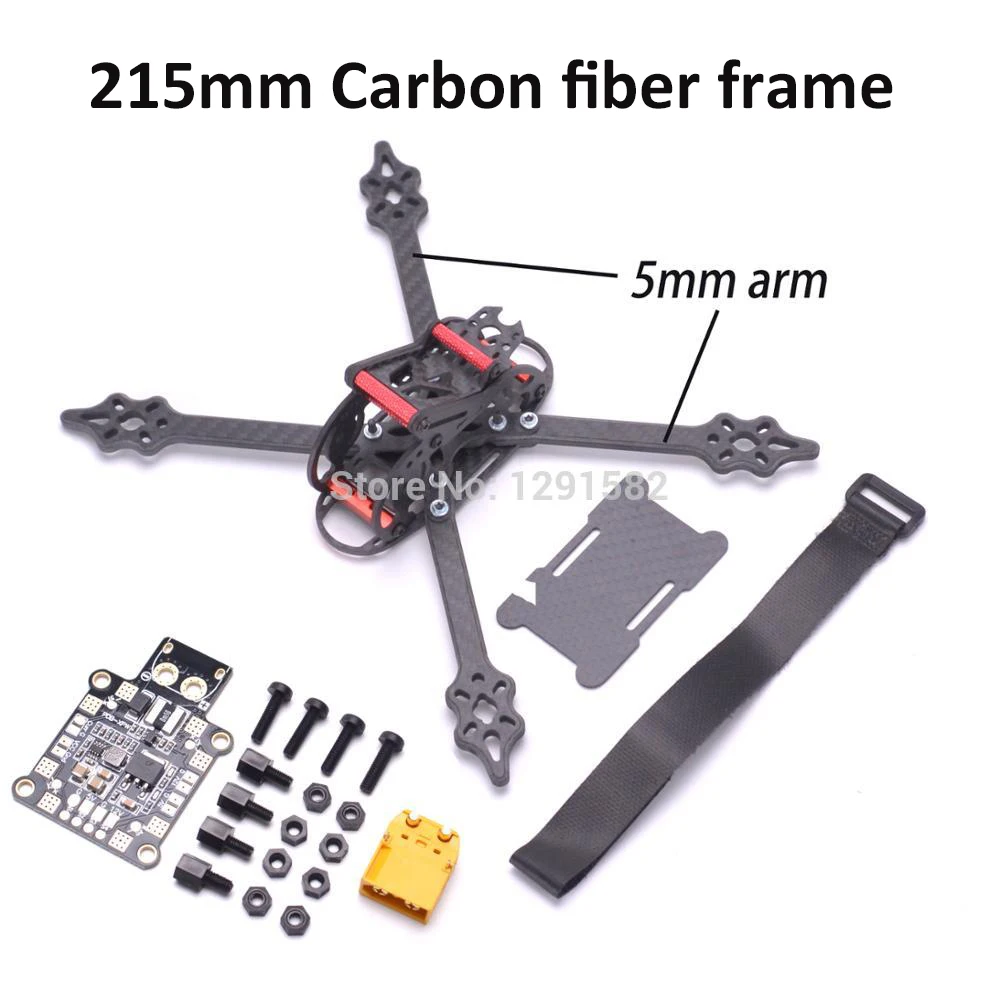 

215 215mm FPV Carbon fiber Quadcopter frame with 5mm arm + PDB-XPW XPW PDB distribution board for RC Quadcopter Racing drone