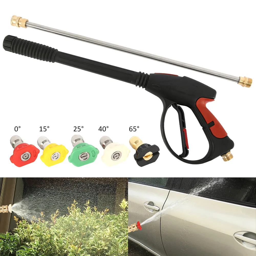 

4000 PSI High Pressure Washer Spray Gun 19.68'' Extension Wand Metric M22-14mm Fitting Car Home Washer Wash