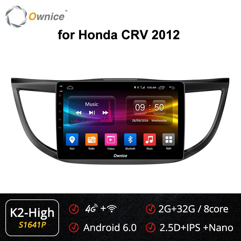 Ownice K3 K5 K6 2DIN Android 9,0 автомобильный проигрыватель с радио и GPS для Honda CRV 2012 2013 W/8 ядро 360 панорама DSP 4 аппарат не привязан к оператору сотовой связи - Цвет: S1641 K2-High