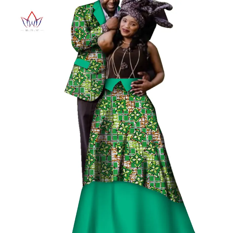 Модная африканская пара свадебная одежда Дашики Женская юбка и мужская рубашка для влюбленных Повседневная Свободная традиционная одежда WYQ201 - Цвет: 20