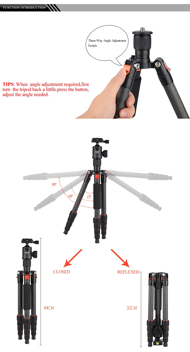 Профессиональный штатив из углеродного волокна и монопод KR225C Pro для DSLR камеры/портативный дорожный штатив Максимальная нагрузка до 7 кг