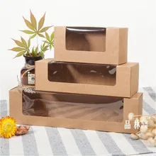 20 шт крафт-бумага ПВХ пластиковые окна Макарон коробка, крафт-бумага подарок печенье торт упаковочная коробка, прямоугольная печенья коробочка для кондитерских изделий