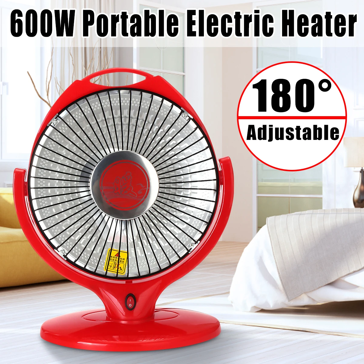 

180 Degree Adjustable 600W Mini Electric Desktop Space Heater Warmer Machine for Home Household Hotel Kitchen Bar Bathroom 220V