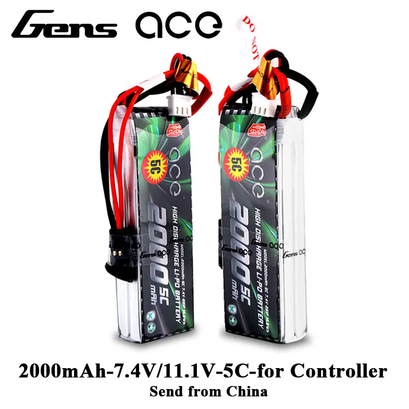 

Gens ace Lipo Battery 2000mAh 2S 3S 5C with Futaba EHR Plug for Flysky Controller Flight Controller RC Transmitter Receiver