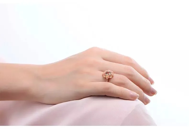 CaiMao 18KT/750 розовое золото 1,42 ct натуральный морганит & 0,15 ct полный разрез алмаз обручальное Драгоценное кольцо ювелирные изделия