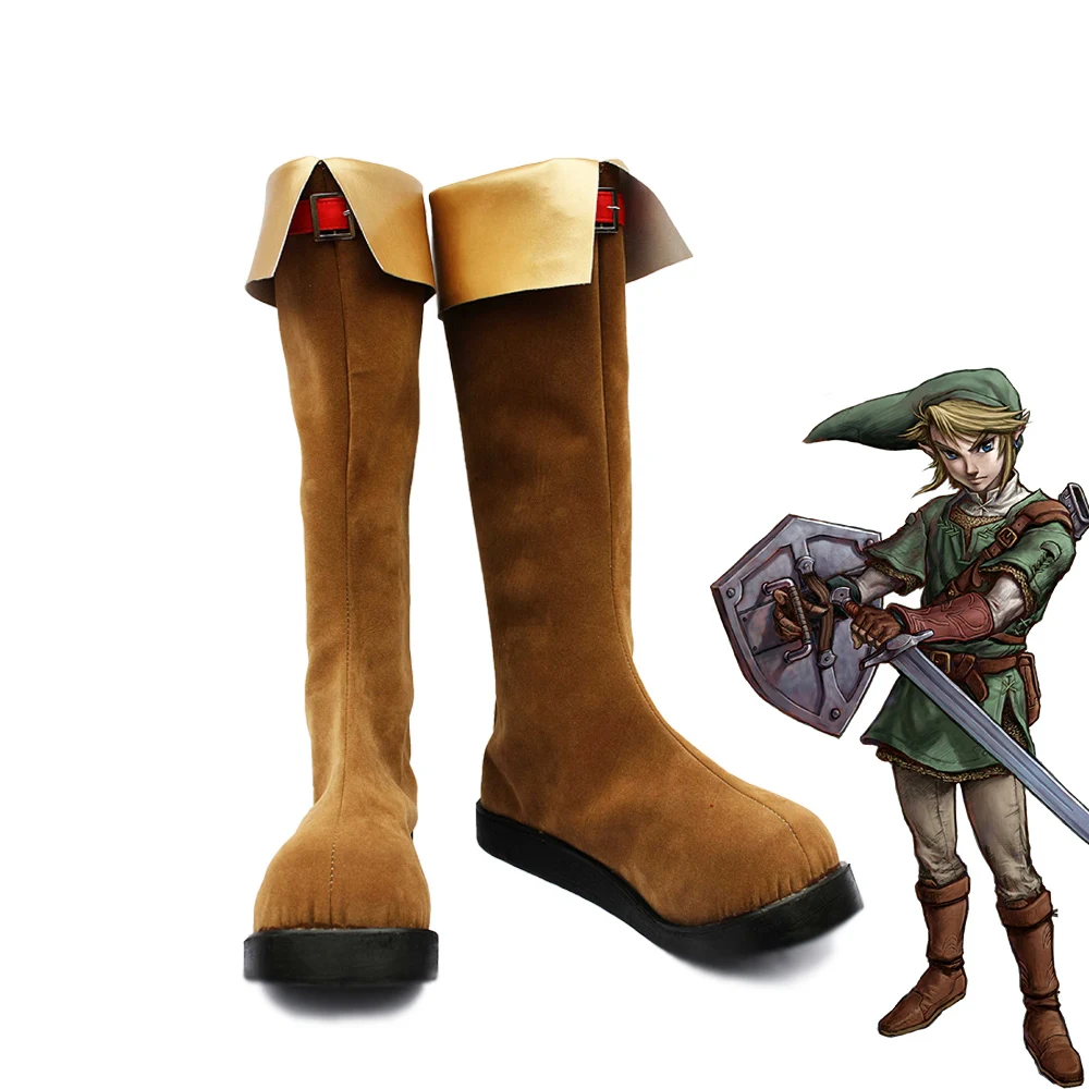 The Legend of Zelda Link Anime Brown Costume Shoes Men Cosplay Boots