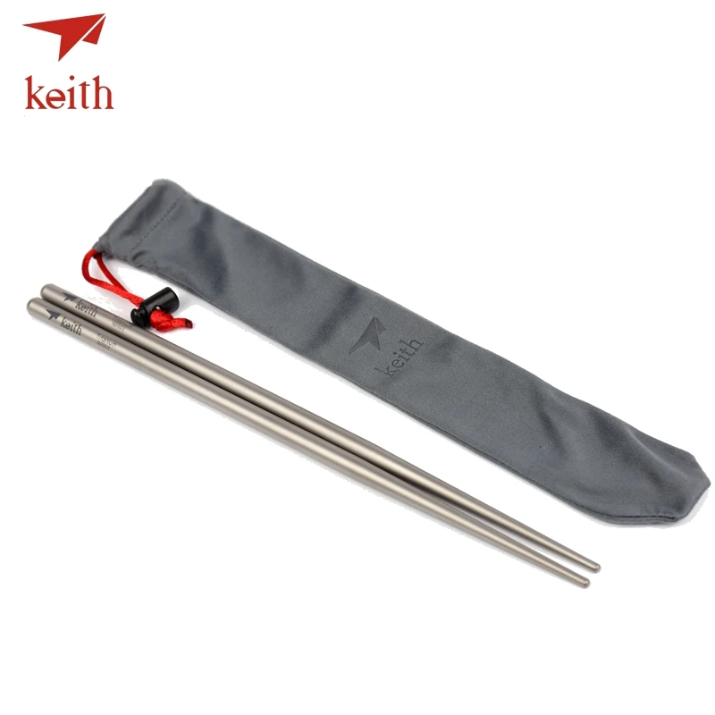 Keith titanio barras de comida al aire libre vajilla chino palillos para Camping Picnic viaje redondo palillos Ti5620 Ti5820