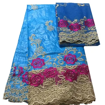 

Nigerian bazin riche getzner with beads 2018 Modern African material embroidered lace fabric JA77-1