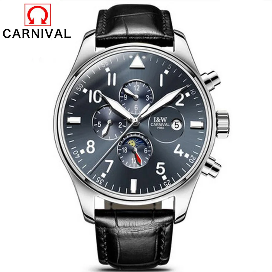 

Brand Watch Men Clock Carnival Business Mechanical Automatic Men Watches Male Wristwatch Leather Bracelet Watches Man Relogio