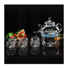 Marke Neue Klar 600 ml Hitzebeständigem Glas Blume Teekanne Set 6 Doppelwand Tee Tasse Tee Wärmer Chinesische Kungfu Tee Sets
