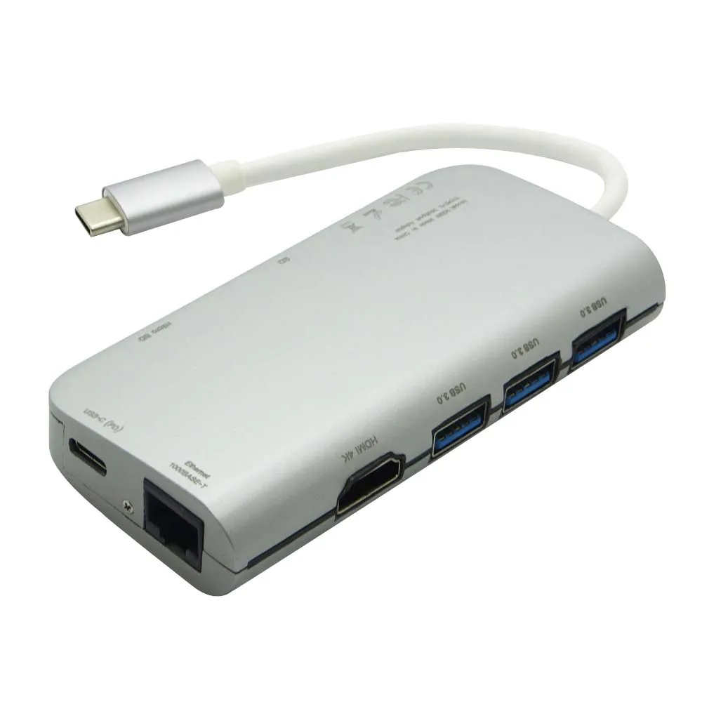 Концентратор USB 3 0 Type C на Lan карту Gigabit Ethernet адаптер 4K HDMI SD Micro Card Reader Hub для Macbook 5