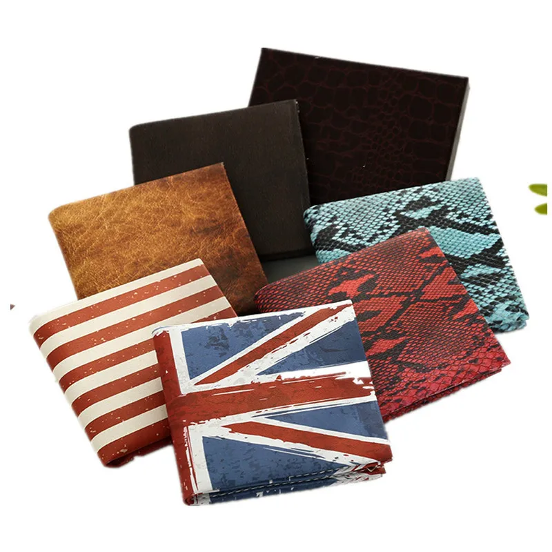 

New Flag Wallet Snake Retro Creative Men's Short PU Leather Student Wallet Rice Flag Stars and Stripes Flag