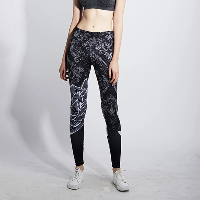 

Women Leggings Lotus Leaf Printed Female Leggings Fashion High Waist Leggings Women Compression Fitness Pants Female Leggins