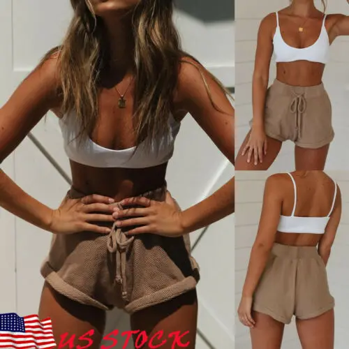 

New Women Shorts Autumn and Winter High Waist Shorts Solid Casual Loose Thick Warm Elastic Waist Straight Booty Shorts