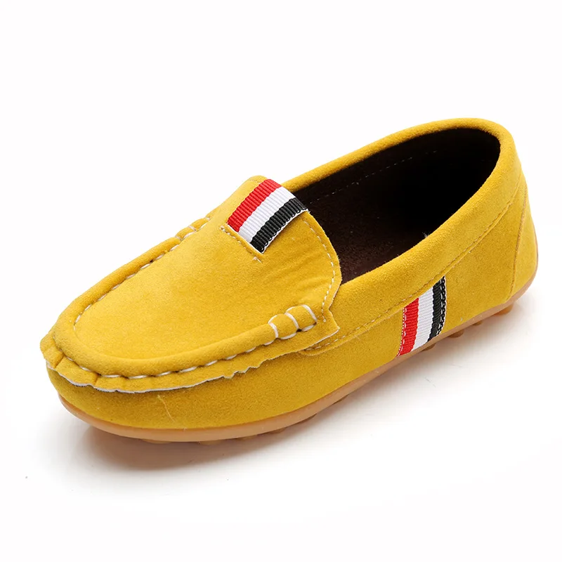2018 Весна Дети коралловые бархат повседневная обувь Обувь для мальчиков для девочек желтый Обувь для танцев для мальчиков и девочек Лоферы