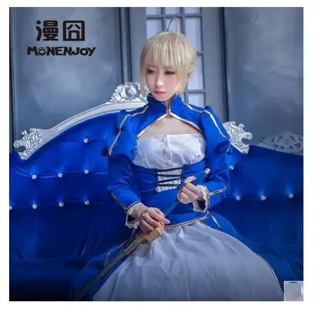 

2018 hot game Fate Arturia Pendragon full set blue saber Dress cosplay costume For Halloween free shipping in stock