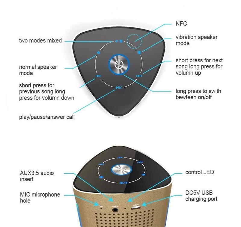 Adin Metal 36 Вт беспроводной Bluetooth NFC динамик резонансный стерео 3D HiFi объемный сабвуфер сенсорное управление с микрофоном динамик