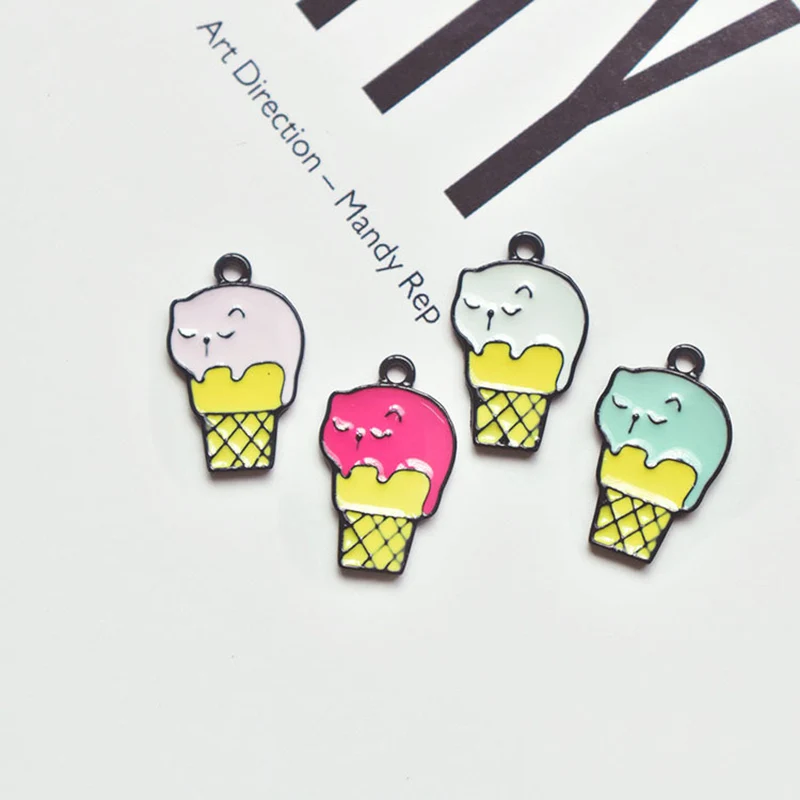 10pcs Ice Cream Enamel Charms for Jewelry Making Alloy Pendant Drop Oil DIY fit Bracelet Necklace 13*21mm Accessories | Украшения и