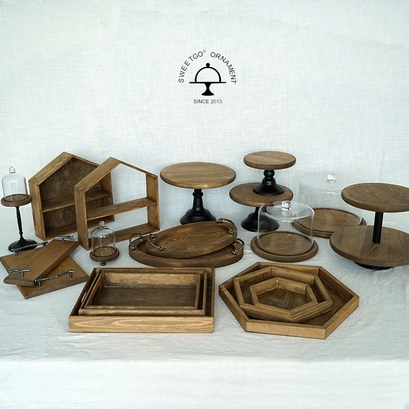 

Wood house ornament for cupcake/push cake home decoration Nordic Fores weeding props tools