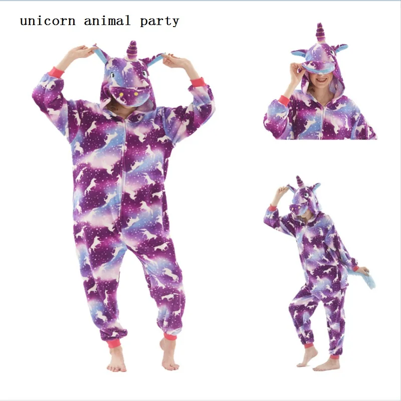 Winter Kigurumi Onesie Stitch color Unicorn Pikachu Anime Costumes Cosplay Cartoon Animal Sleepwear Warm Adult Men women Hooded