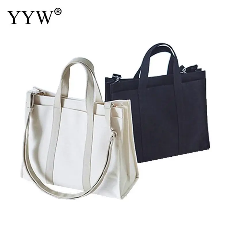 

Korean Style Big Capacity Women Canvas Handbag Ladies Casual Office Lady Simple Shoulder Bag Black Shopping Beach Bag 2019