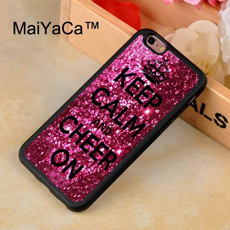 

MaiYaCa Keep Calm and Cheer Cheerleading Phone Cases For iPhone 8 Coque Case Soft TPU Black Rubber Patterned Phone Case Cover