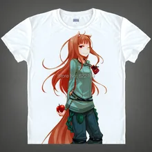 Японская футболка аниме Spice and Wolf хлопковая Футболка Holo Костюмы для Рождества Хэллоуина Одежда для аниме