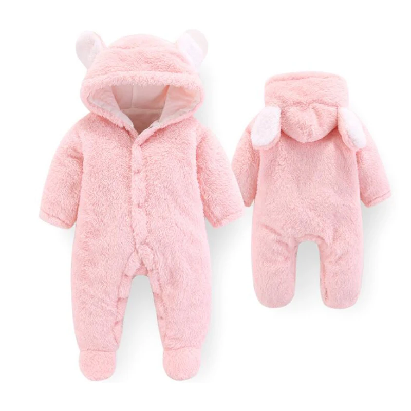 

BOVURRL Newborn baby clothes bear baby girl boy jumpsuit hooded plush winter overalls for kids warm clothes for babies