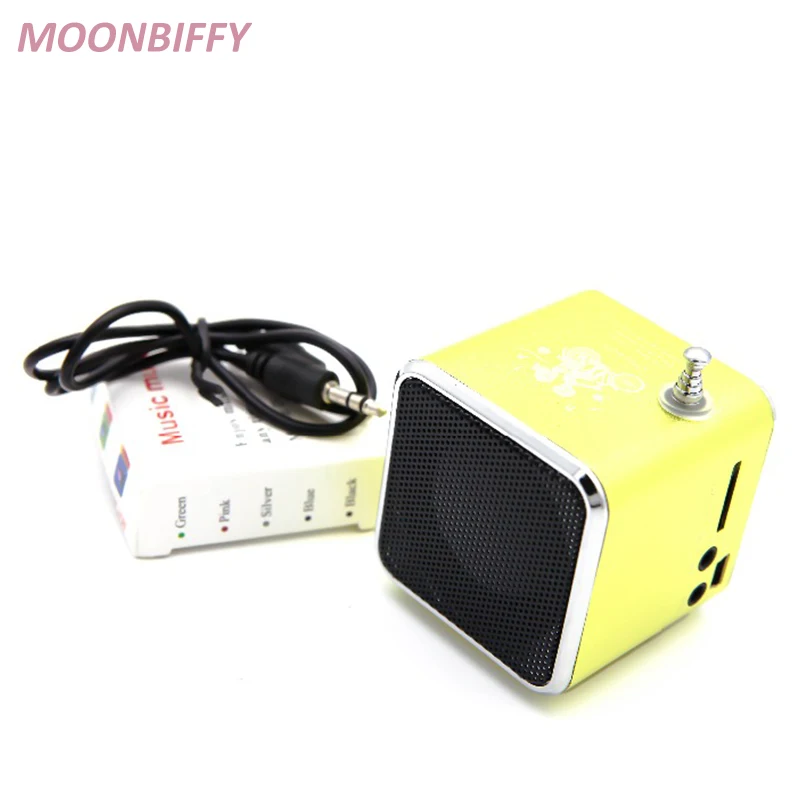 MOONBIFFY TD-V26 Aluminum Mini Portable FM Radio with Speaker LED Digital Support SD/TF Card U Disk for PC/MP3/4/Mobile/Tablets