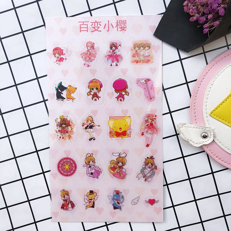 

Cardcaptor Sakura Anime Stickers Safety Laptop Mobile Phone Plastic Transparent Decal Sticker Children Toy Sticker