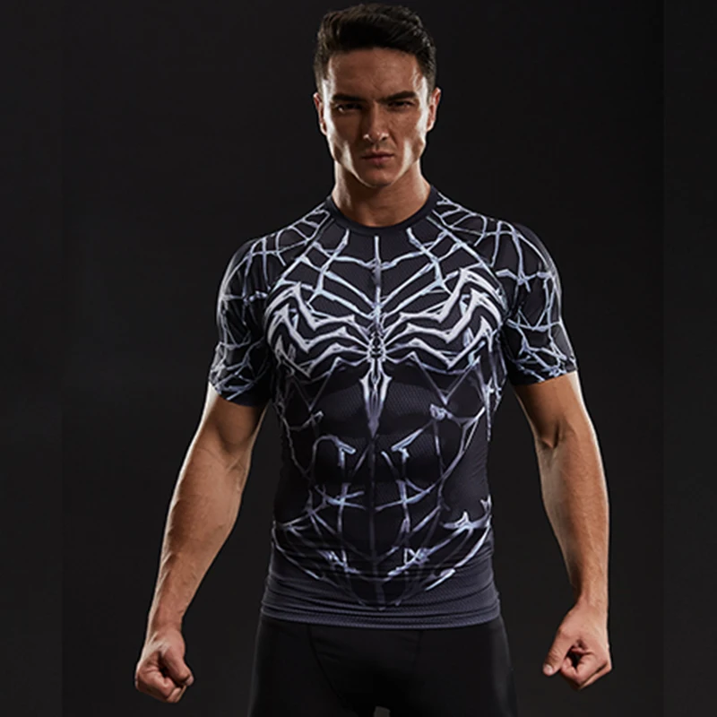 Venom Compression Shirt 3D Printed T shirts Men Raglan Short Sleeve ...