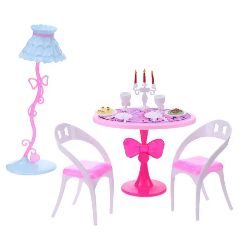 21pcs/Set Doll Kitchen Candlelight Dinner Tools Dolls Mini Kitchen Tableware Furniture Children Girl Pretend Play Role Toy Gifts