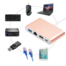 Новое поступление 4 в 1 type-c концентратор USB-C к HDMI RJ45 Gigabit Ethernet USB 3,1 type C зарядный порт адаптер конвертер кабель высокоскоростной