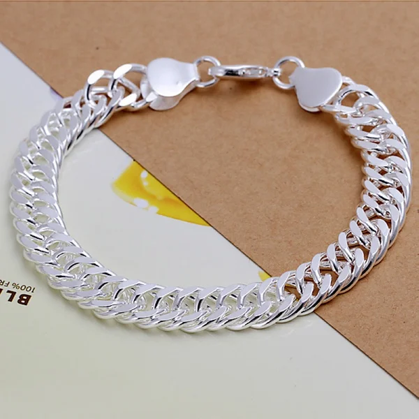 

Noble 10MM chain fashion Men Women Silver color Jewelry High quality wedding chain Bracelets factory price stamped , H102