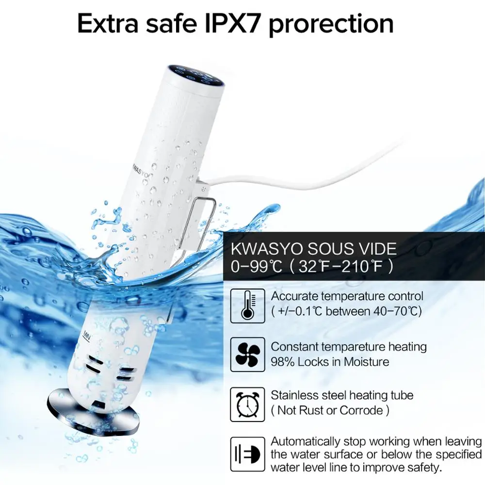 Kwaxio Медленная Плита вакуумная Slow Sous Vide плита для готовки 1000 Вт Мощный погружной