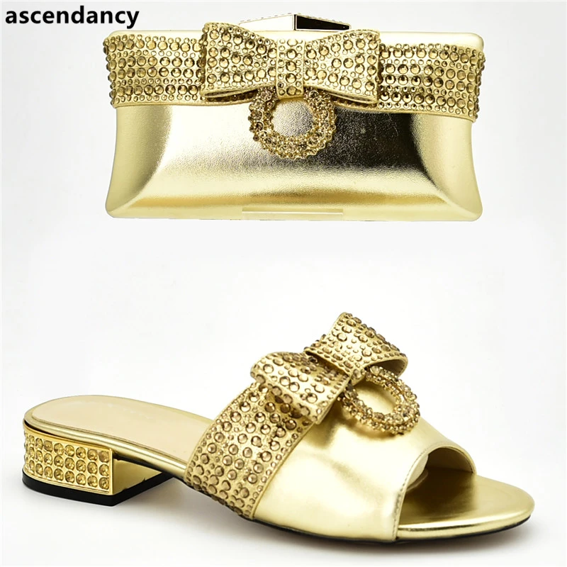 

Matching Shoes and Bag Set for Wedding Nigerian Women Shoes and Bag Set Decorated with Rhinestone Wedding Shoes Bride Cristal