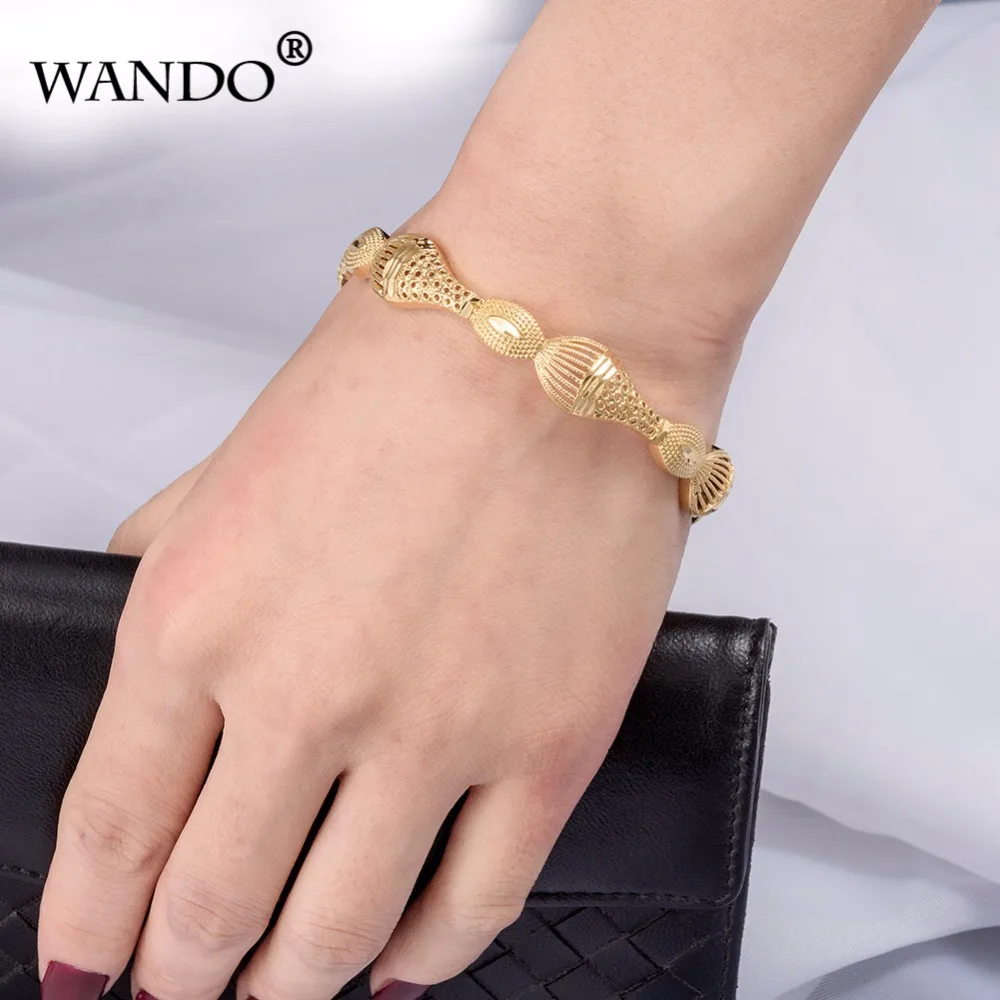 WANDO18k 1 шт. Роскошные эфиопские браслеты золотого цвета браслет в дубайском стиле для женщин Дубай ювелирные изделия свадебные браслеты мама подарки B26