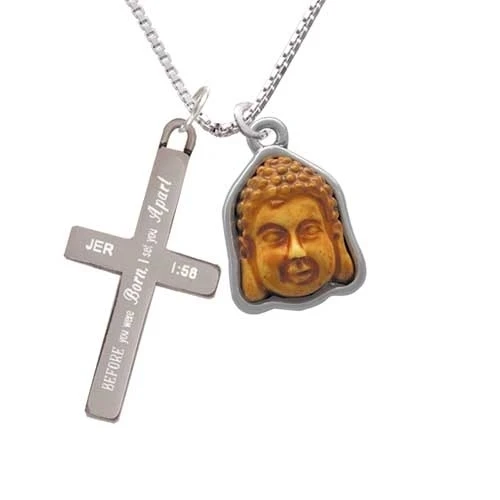 Resin Buddha Head in Frame - I Set You Apart - Cross Necklace (1)
