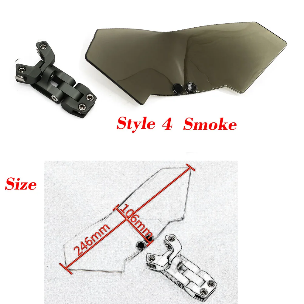 Мотоцикл Регулируемый лобовое стекло расширение ветрового стекла спойлер защита от ветра для Honda Suzuki Yamaha Kawasaki BMW KTM - Цвет: Style 4 Smoke