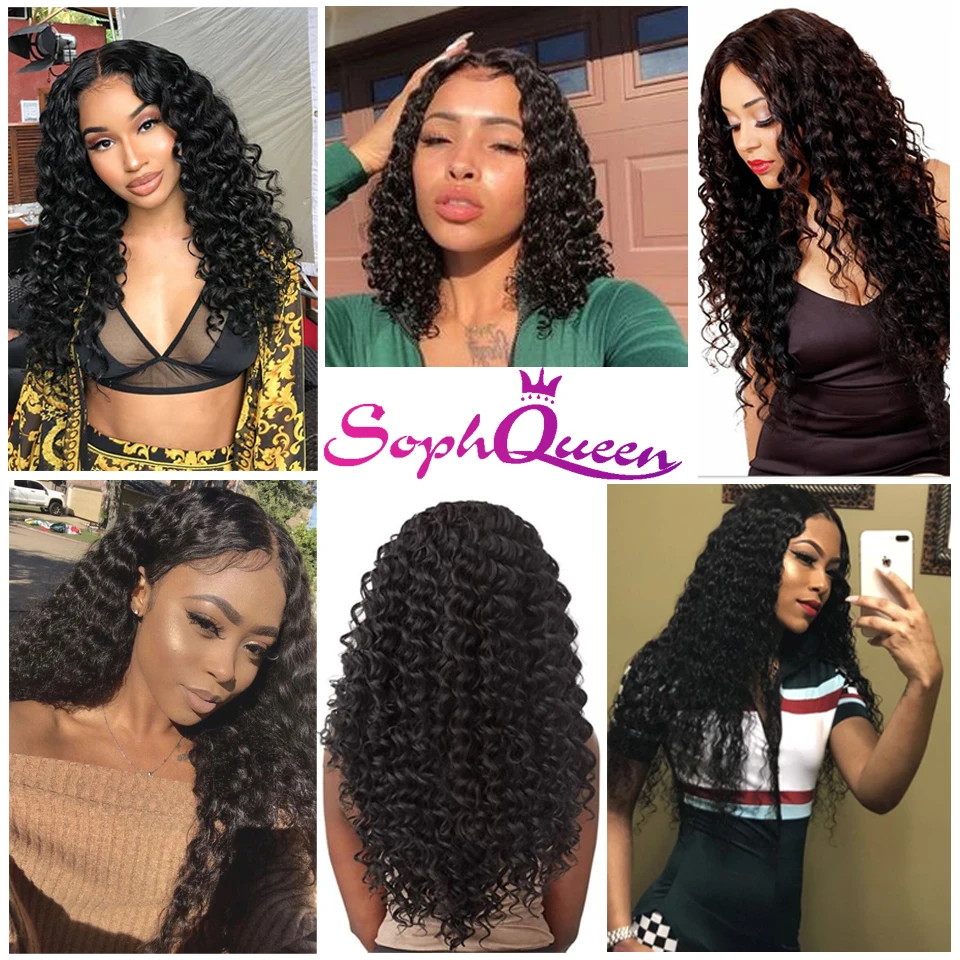 Soph Queen 360 Lace Frontal Wig Deep Wave Brazlian Remy Lace Front Human Hair Wigs For Black Women 100%Human Hair Wigs Free Part