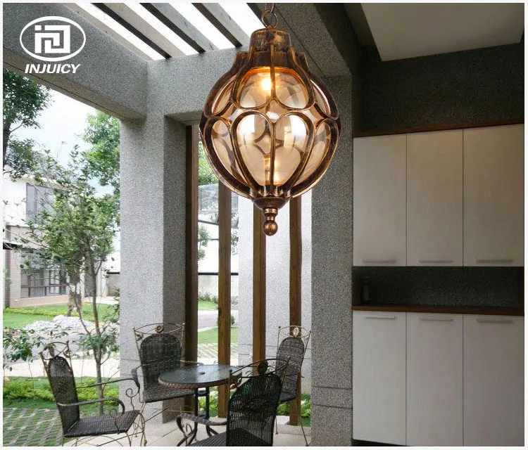 Lustres de Vidro ao ar Livre à Prova Loft Industrial Vintage Dwaterproof Água Vinha Villa Jardim Varanda Hall Europa Estilo Iluminação Pingente 6 China garden lighting waterproof Suppliers