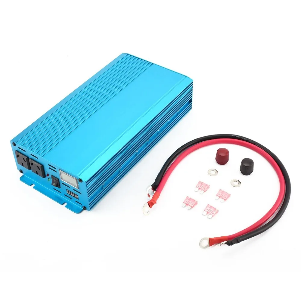 

12V To AC 240V Power Converter Pure Sine Wave Car Voltage Converter Blue Aluminum Alloy Car Charger With Clip NEW