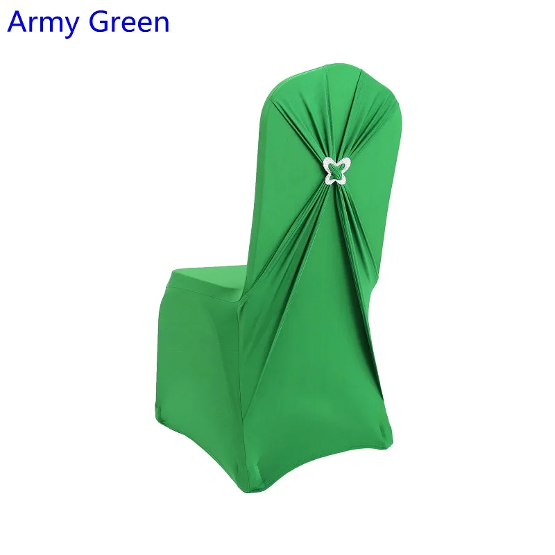 Army Green Colour lycra chair cover with butterfly buckle lycra sash