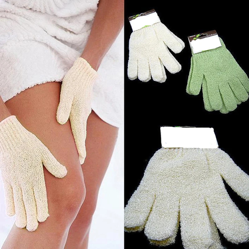 2 Pairs Exfoliating Bath Gloves Bath Scrub Glove Shower Face Skin Wash