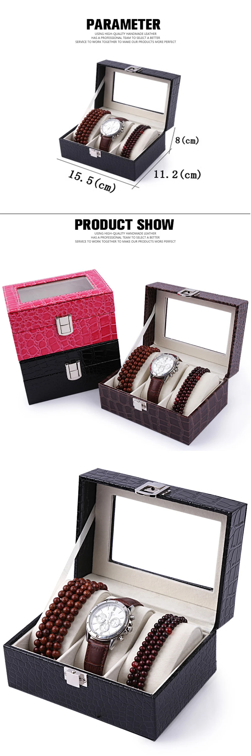 3 слота Aivtalk коробка для часов Высокое качество полоса кожаный чехол для дисплея Коробка для хранения ювелирных изделий Органайзер для хранения наручных часов коробка держатель